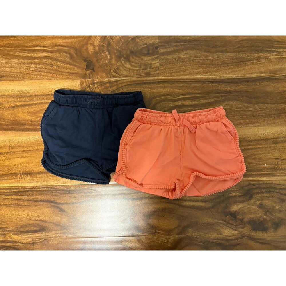 Tea Collection Pom Pom Shorts, Peach & Navy, Size 3T